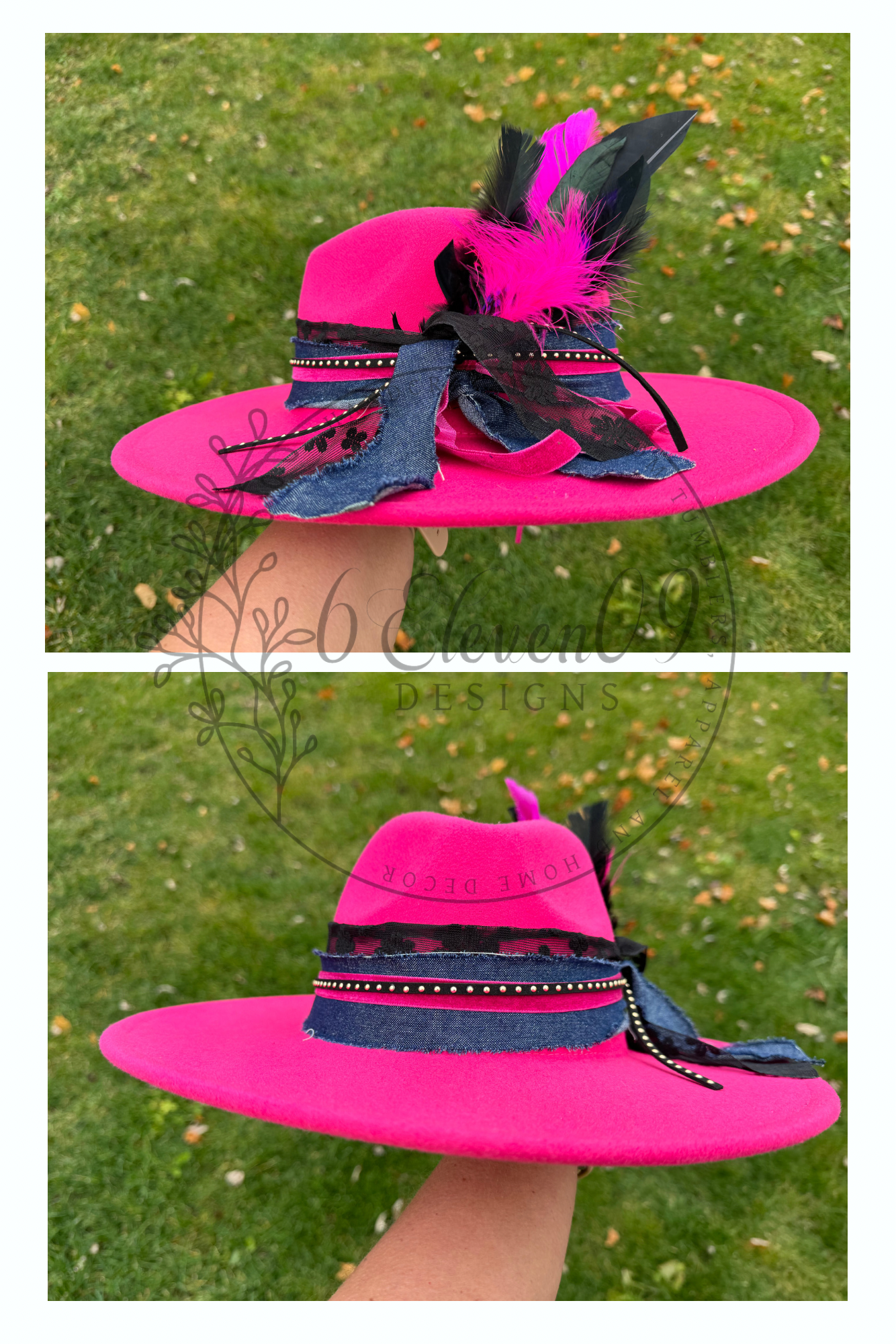 Hot Pink & Denim Fedora Hat