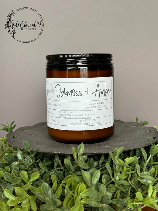 Oakmoss + Amber Scented Candle