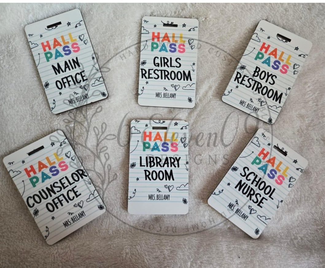 Personalized School Hall Passes - Set of 6